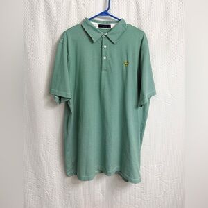 Club House Masters Golf Shirt Mens Large Green White Stripe Logo Pima Polo Italy